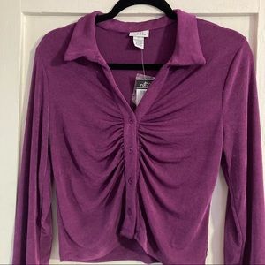 Ruched Button Down Top